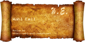 Wahl Emil névjegykártya